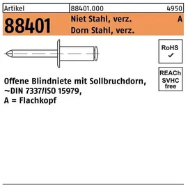 F. REYHER Nchfg. GmbH & Co. KG Blindniete Flachkopf A 6 x 12 250 Stück