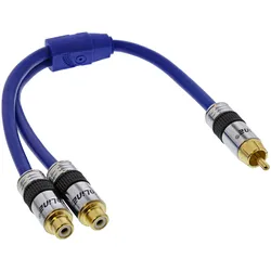 InLine Cinch-Y-Kabel - PREMIUM - 1x Cinch Stecker zu 2x Cinch Buchse - 0,25m