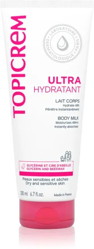 Topicrem UH BODY Ultra-Moisturizing Body Milk Feuchtigkeitsspendende Bodymilk mit Tiefenwirkung für trockene und empfindliche Haut 200 ml