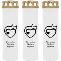 HS Candle Grabkerze GK-03859 (3-tlg), Grabkerze Brenndauer 170 Stunden mit Motiven