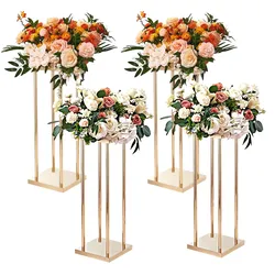 VEVOR 4er-Set Blumenhocker Eckig 20x20x80cm Blumenständer Eisen Beistelltisch Modern Blumensäule Metall-Laminat Pflanzenhocker Pflanzenständer Metallständer für Dekoration von Bars Hotels Cafés