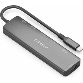 AISENS ASUC-7P025-GR USB-C 7 Ports), Dockingstation - USB Hub, Grau,