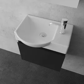 Alpenberger Waschtisch mit Unterschrank | Keramik Waschbecken Badunterschrank vormontiert | Badmöbel Set mit Soft-Close-Funktion Badezimmer