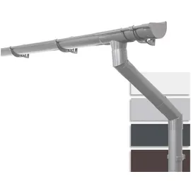 Inefa Dachrinnen Set PVC 3m NW 100 halbrund für Gartenhaus, Carport, Grau