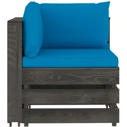 vidaXL Modulares Ecksofa mit Kissen Grau Imprägniertes Holz