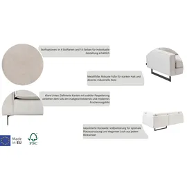 PLACES OF STYLE Wohnlandschaft »Pinto, 350 cm, U-Form, XXL, mit Ottomanen«, Cord, Chenille, Lederoptik, mit Keder, Metallfüße, Wellenunterfederung grau
