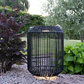Best Season Deko-Korb Solar LED 48 cm Metall spritzwassergeschützt schwarz