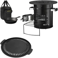 BbqBoss Raketenofen mit Grillpfanne Tragetasche Schwarz Gusseisen Grillplatte