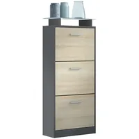 Vladon Schuhschrank, Eiche San Remo, Holzwerkstoff, 46x128x23 cm, Garderobe,