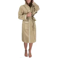 normani Damen Frottee Bademantel aus 100% Bio Baumwolle im Set mit Handtuch und Waschlappen Beige 3XL - 3XL