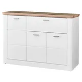 Vito Kommode H 88 cm RECESS, 125 x 88 cm - 3 Türen 1 Schublade - Nox Eiche Dekor Weiß