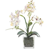 Homescapes - Künstliche Weiße Phalaenopsis-orchidee im Glas-Topf, 42 cm