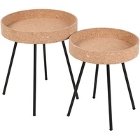 SIT Möbel Cork Beistelltisch (2er-Set) | schwarz | Kork