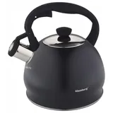 Klausberg Marmor Edelstahl Flötenkessel Teekessel Wasserkessel 2 Liter (Schwarz matt)