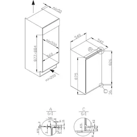 Amica EVKS 16172 Einbaukühlschrank (135 l, 875 mm hoch)