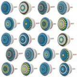 Knober Set 10 Stück Möbelknöpf Keramik Mandala Energy Shabby-Chic Schrankknöpfe Türgriff (4. Blaues Set 20 Stück)