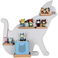 MR TEDDY BEAR Kinderregal Katze | Holzregal für die Toniebox und Tonies | Tonie-Regal hergestellt in der EU | Wandregal zum Spielen und Sammeln | Für Mädchen und Jungen | Grau