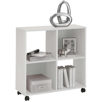 FMD Möbel, 290-001E Sprint Bücherregal auf Rollen, ideal für A4-Ordner, Weiß, Maße 72.0 x 77.0 x 33.0 cm (BHT)