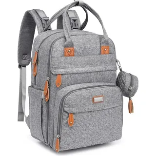 BabbleRoo Wickeltasche Rucksack – Große Kapazität, 17 Taschen, Wasserdicht – mit Wickelauflage, abnehmbarem Schnullerhalter, Kinderwagengurte...