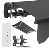 STEELSØN Kestria elektrische Gelenkarmmarkise 300x250 cm – Sonnenmarkise mit LED-Beleuchtung – Balkonmarkise Anthrazit mit Fernbedienung – Sonnenschutz mit Wandhalterung – Terrassenmarkise wetterfest