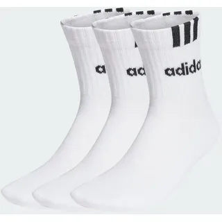 adidas 3-Streifen Linear Half-Crew Cushioned Socken, 3 Paar White / Black 43-45