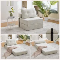 Klappbares Schlafsofa, Schlafsofa Mit Kissen, Faltbare Matratze Mit Rückenlehne, Tragbares Klappsofa, Bequemes Bodensofa Für Wohnzimmer Und Schlafzimmer(beige Chenille)