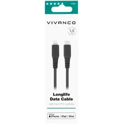 Vivanco LongLife Charging Cable, Lightning auf USB-Type-CTM Daten- u. Ladekabel, 1,5m