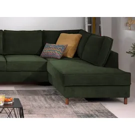 best mobilier Lisa Design Jake - Wohnlandschaft - mit Schlaffunktion und Bettkasten - 7-Sitzer - aus Cord - rechts Grün