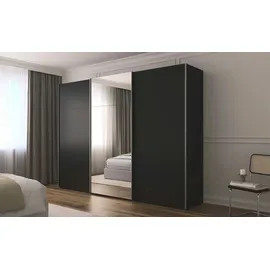 meinSchrank Schwebetürenschrank Regina 301 x 223 x 68 cm Weiß/Beige/Grau/Schwarz