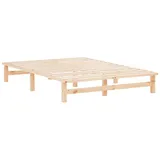 Homestyle4u 1909, Bett Palettenbett 140x200 cm Holz Bettgestell Holzbett mit Lattenrost Natur Kiefer Massiv