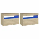 vidaXL Nachttische mit LED-Leuchten 2 Stk Sonoma Eiche 40x39x37 cm