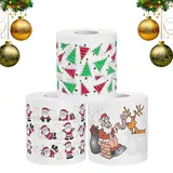 Toilettenpapier Weihnachten,3 Rollen Lustige Weihnachten Toilettenpapier,Weihnachtsmann Klopapier,für Badezimmer,WC,Dinner Servietten Weihnachten Dekorative