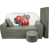 Kinder Schlafsofa Set – Gästematratze – Sofa – 170 X 100 X 8 – Schlafsofa – Grau – Autos