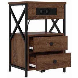 vidaXL Nachttisch mit Ladestation Braunes Eichenholz 40 x 31 x 60 cm