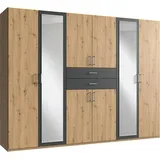 WIMEX Kleiderschrank »Diver Drehtürenschrank mit Spiegel, Schubladen, 225 oder 270cm breit«, Bestseller Schlafzimmerschrank wahlweise 3 Innenausstattungen, grau