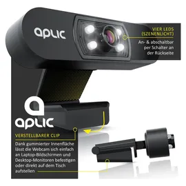 Aplic HD-Webcam Schwarz