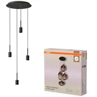 Osram Decor Pendelleuchte Needle Plate 4xE27, dunkelgrau, Stahl, 2m Textilkabel, minimalistisch, Dark Gray