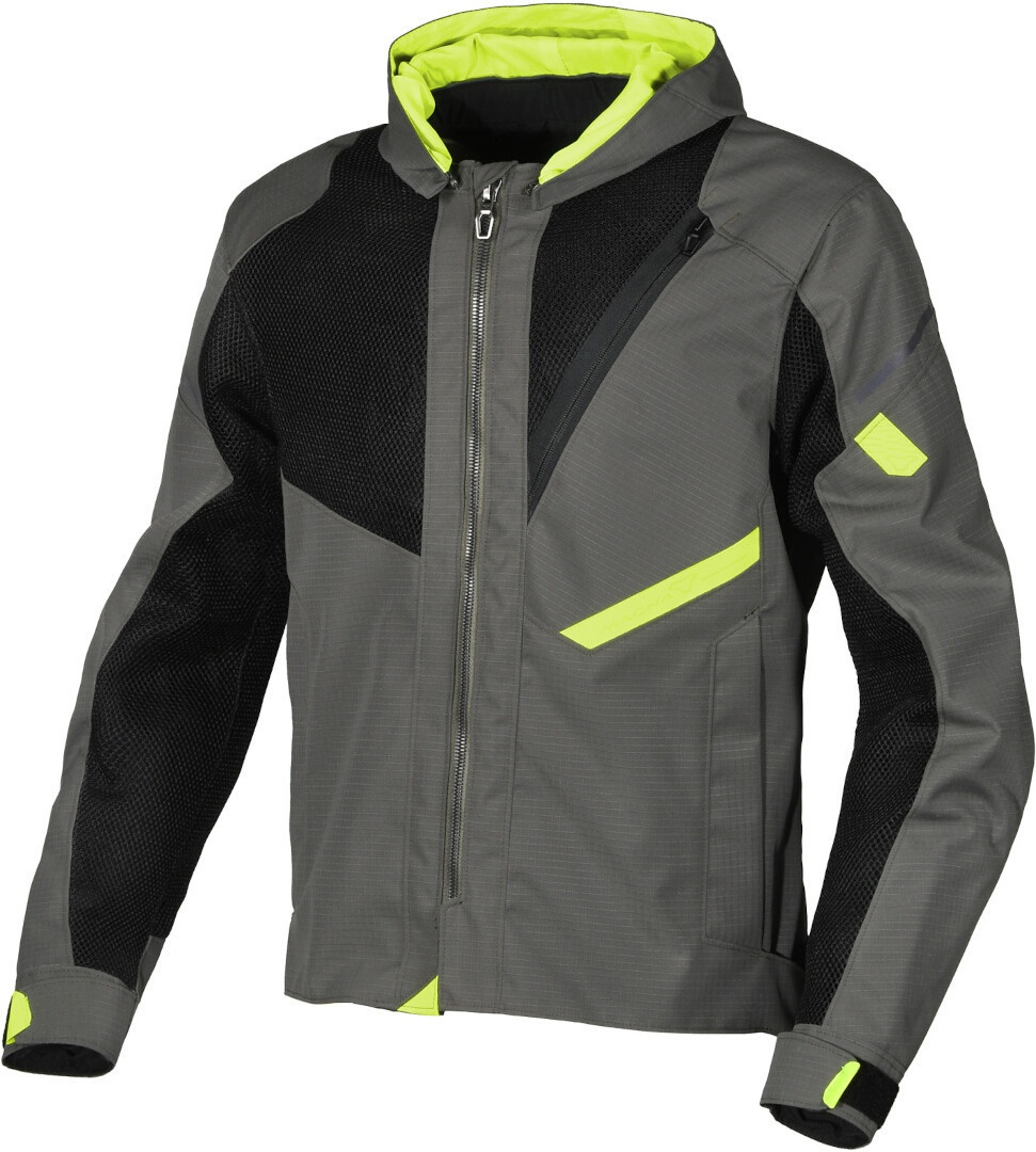 Macna Farrow Motorfiets textiel jas, zwart-groen, 2XL