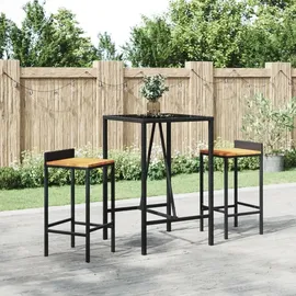 vidaXL Gartenbar-Set 3-tlg. Schwarz