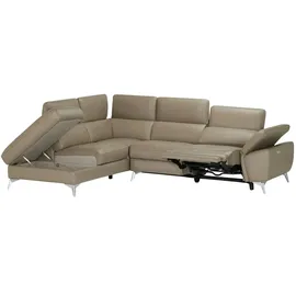 U N O Sports uno Ecksofa mit elektrischer Relaxfunktion Danae grau , Maße (cm): B: 282 H: 78 T: 223.0