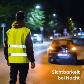 Prowiste 4 Warnwesten Auto Set mit Tasche – e EN ISO 20471, – Ideal für Auto, BAU – Universalgröße - Gelb
