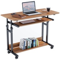 Dripex Laptoptisch Computertisch höhenverstellbar Schreibtisch mit Rollen, Höhenverstellbar braun