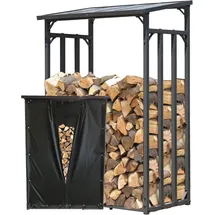 Quick Star Kaminholzregal Metall 130 x 70 x 185 cm mit Wetterschutz Anthrazit