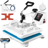Vevor Transferpresse 29x38cm Hitzepresse 5 in 1, Heat Press, Heißpresse mit genauen digitalen Zeitschaltuhr & Temperaturregelung 360 Grad, weiße Heißpressmaschine für Schuhe T-Shirts Becher