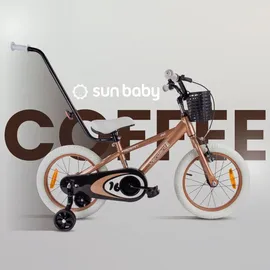 SUN BABY Kinderfahrrad Jungen Fahrrad Stützräder Schubstange ab 2-6 Jahre BMX Kinder (Cappuccino, 16 Zoll)