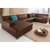 DOMO collection Wohnlandschaft Amando in vielen Bezugsvarianten, auch in Leder, komfortabel, U-Form, wahlweise mit Bettfunktion, fester Sitzkomfort, frei im Raum stellbar braun