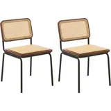 Beliani Esszimmerstuhl Rattan Braun 2er Set