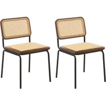 Beliani Esszimmerstuhl Rattan Braun 2er Set
