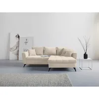 INOSIGN Ecksofa »Lörby L-Form«, auch mit Aqua clean-Bezug, feine Steppung im Sitzbereich, lose Kissen beige