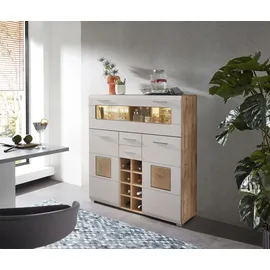 Innostyle Highboard INNOSTYLE "Barschrank SINFONIE, 120/129/37 cm BxHxT", cashmere matt, eiche altholz, B:120cm H:129cm T:37cm, ABS-Kunststoff, Glas, Holzwerkstoff, MDF, Metall, Sideboards, Highboard, 2 türig, 8 Flaschenfächer, 1 Glasklappe, LED-Beleuchtung, 